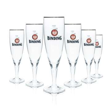 6x Binding Bier Glas 0,3l Pokal Tulpe Goldrand...