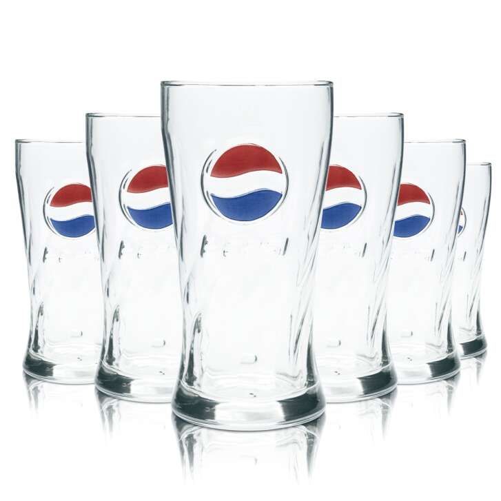 6x Pepsi Glas 0,5l Becher Relief Gläser Softdrink Cola Mix Limo Gastro Kneipe