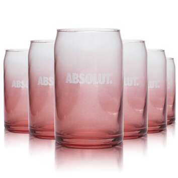 6x Absolut Vodka Glas 0,3l Becher Sensations PINK ROT...