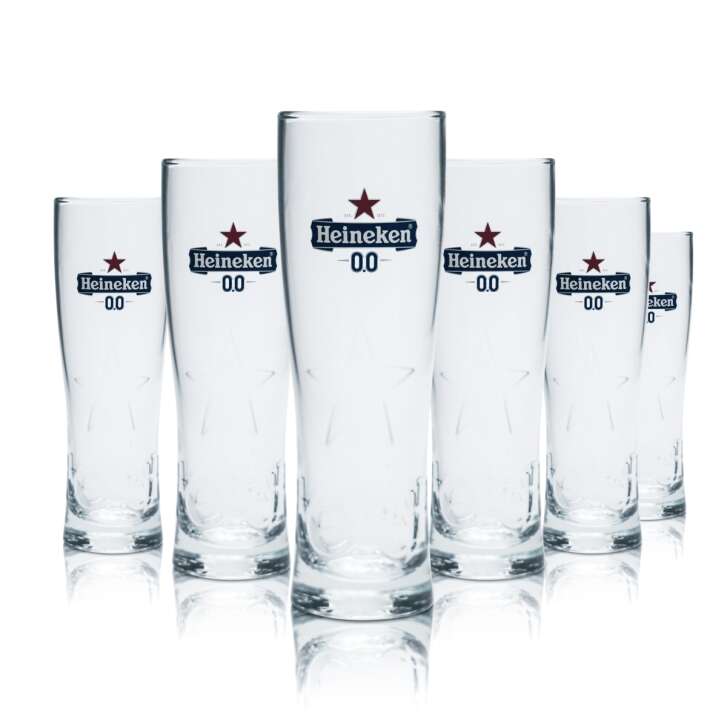 6x Heineken Glas 0,25l Bier Becher Pokal Kontur Gläser 0,0 Geeicht Gastro Beer