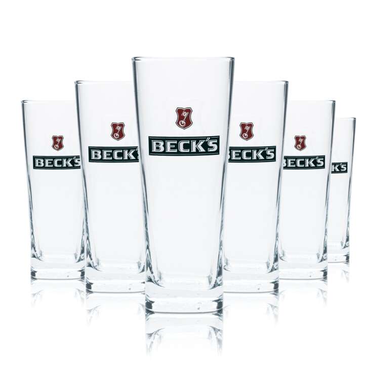 6x Becks Glas 0,4l Kontur Henry Bier Becher Pokal Gläser Geeicht Gastro Beer