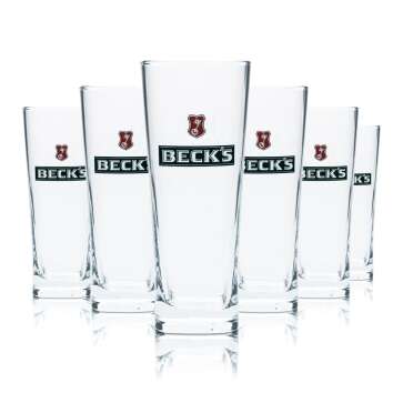 6x Becks Glas 0,4l Kontur Henry Bier Becher Pokal...