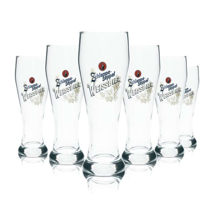 6x Schlappeseppel Glas 0,5l Weißbier Hefe Kristall Weizen Gläser Brauerei Bayern