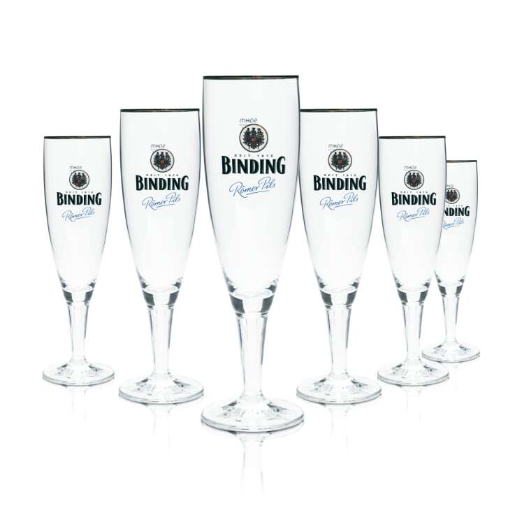 6x Binding Glas 0,3l Bier Pokal Tulpe Römer Pils Goldrand Gläser Brauerei Gastro