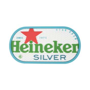 Heineken Bier Barmatte Silver 32x16,5cm Oval Abtropfmatte...