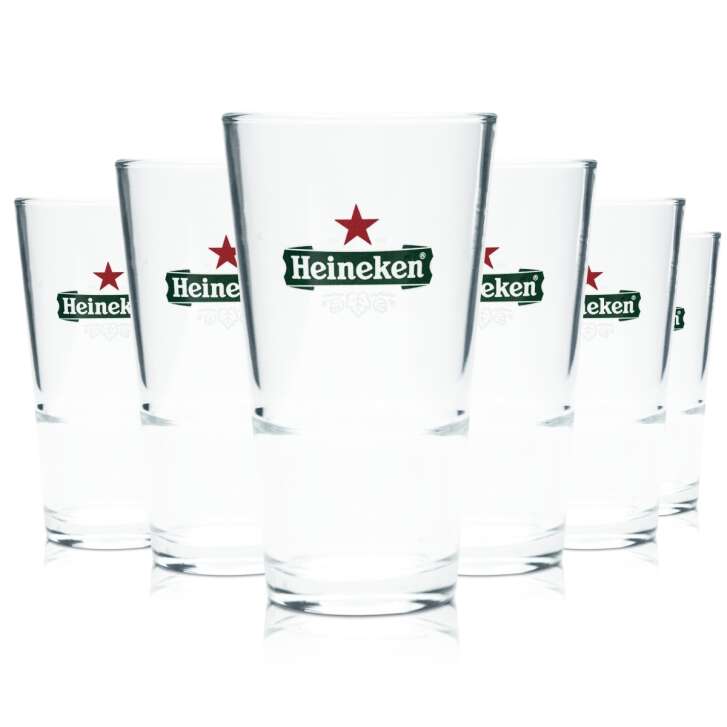 6x Heineken Glas 0,25l Becher Bier Gläser Gastro Geeicht Beer Cup NL Calibrated