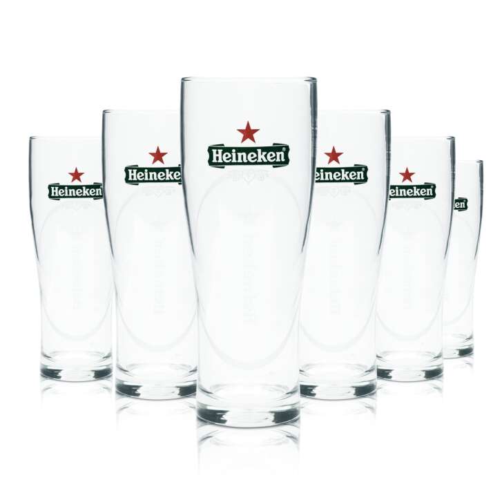 6x Heineken Glas 0,5l Bier Becher Pokal Gläser Gastro Geeicht Beer NL Calibrated