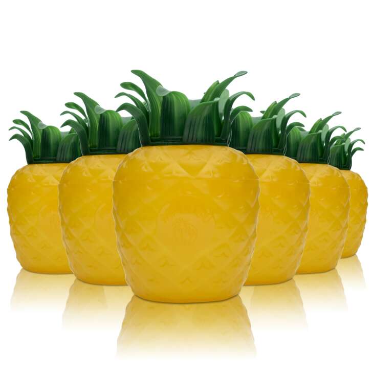 6x Malibu Likör Becher 0,4l Ananas Glas Longdrink Cocktail Pineapple Gläser Bar