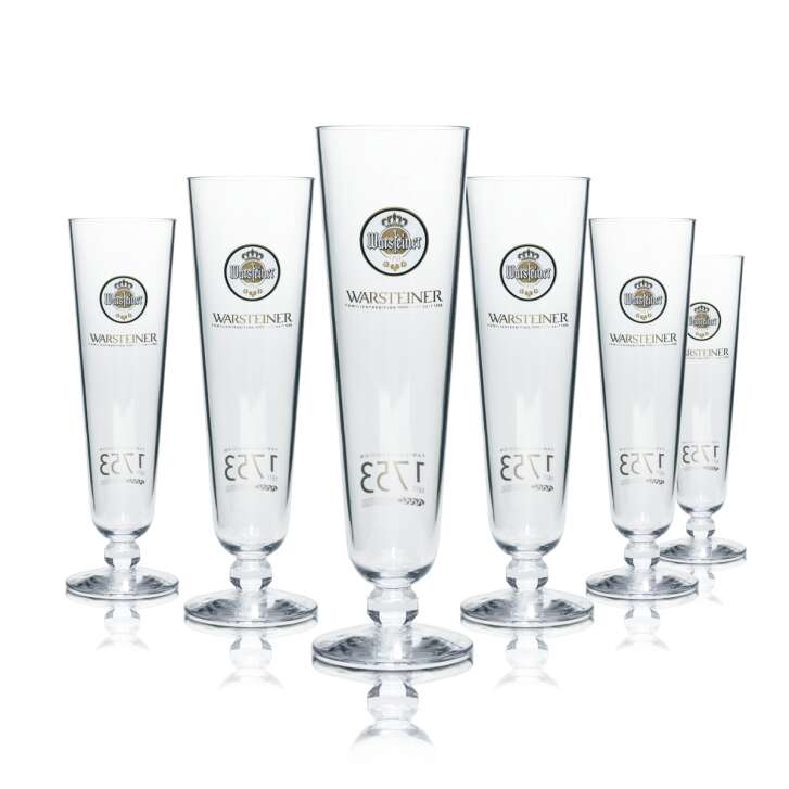 6x Warsteiner Bier Glas 0,3l Kunststoff Mehrweg Pokal Tulpe Pils Gläser Gastro
