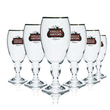 6x Stella Artois Bier Glas 0,25l Pokal Cup Tulpe Goldrand...