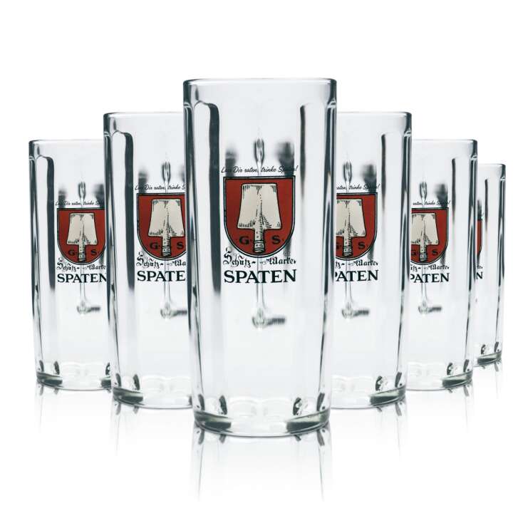 6x Spaten Glas 0,5l Bier Krug Humpen Seidel Kontur Relief Gläser Bayern Gastro