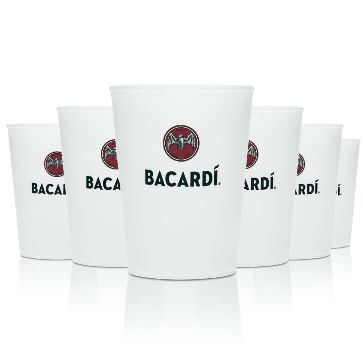 6x Bacardi Rum Becher 0,2l Mehrweg Kunststoff Glas Festival Longdrink Cup Party