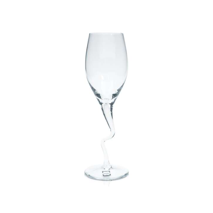 Yello Sekt Glas 0,22l Kelch Flöte Kristallglas Mundgeblasen Designstiel Secco