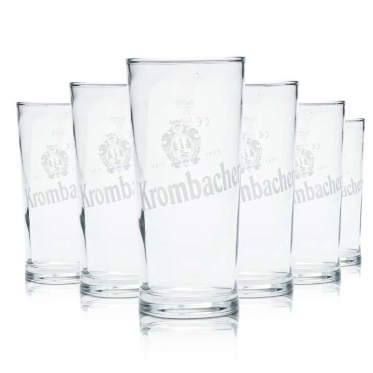 6x Krombacher Glas 0,2l Bier Gläser Becher Stange Geeicht Gastro Pils Kneipe Bar