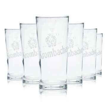 6x Krombacher Glas 0,2l Bier Gläser Becher Stange...