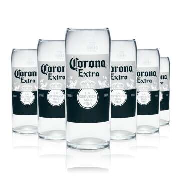 6x Corona Glas 0,5l Bier Gläser Becher Kontur Relief...
