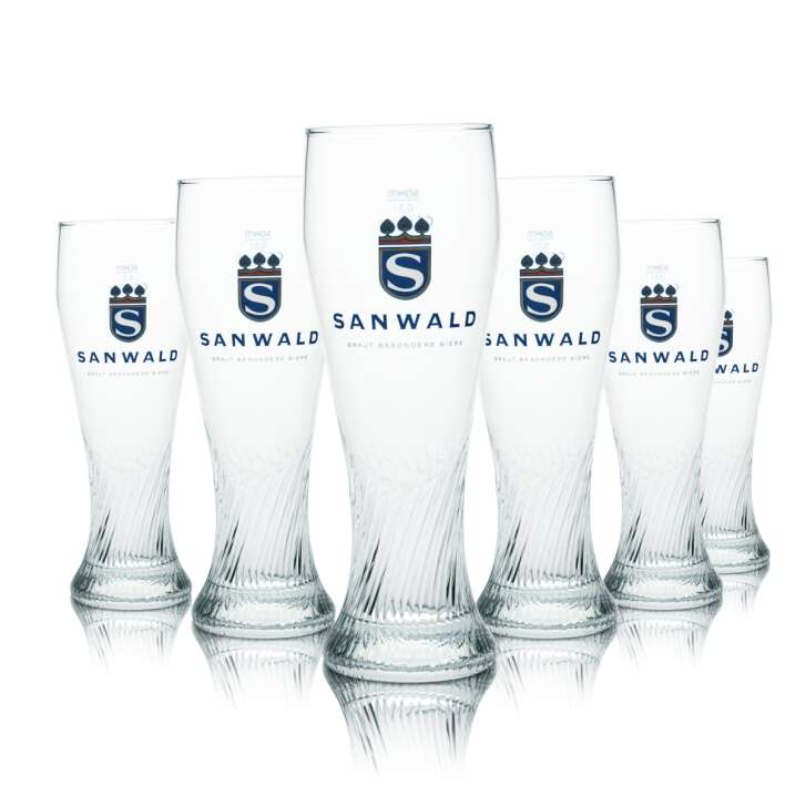 6x Sanwald Glas 0,5l Kontur Weißbier Hefe Cola Weizen Gläser Eiche Gastro Brauer