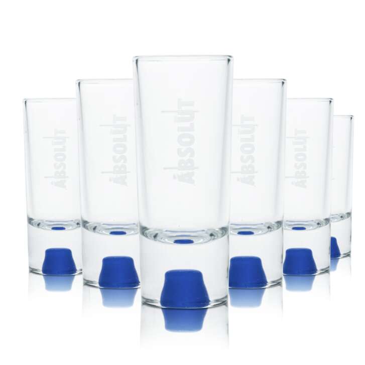 6x Absolut Glas 4cl 40ml Shot Gläser Stamper Kurze Vodka Geeicht Gastro Kneipe