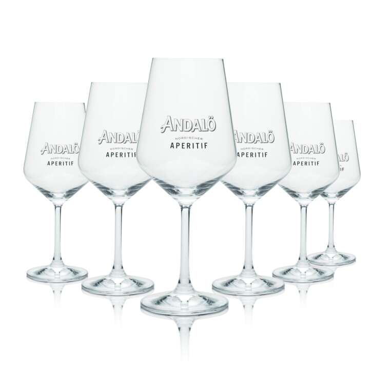 6x Andalö Glas 0,53l Stiel Wein Kelch Gläser Aperitif Spritz Sanddorn Cocktail