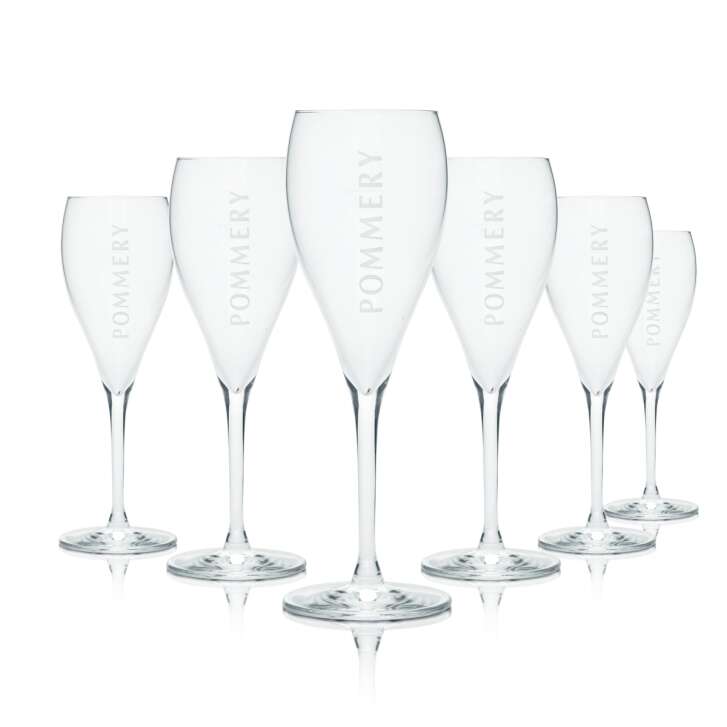 6x Pommery Champagner Glas 0,19l Flöte Kelch Sekt Secco Gläser Gastro Geeicht