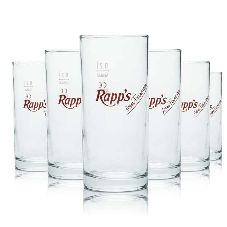 6x Rapps Glas 0,2l Becher Longdrink Gläser Gastro Geeicht Wasser Schorle Saft