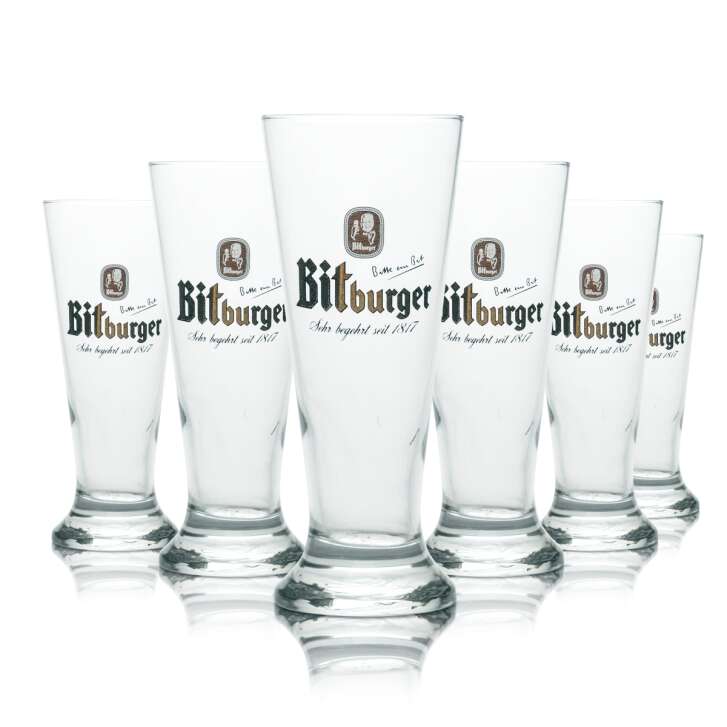 6x Bitburger Glas 0,3l Bier Willi Becher Pokal Gläser Brauerei Pilsener Radler