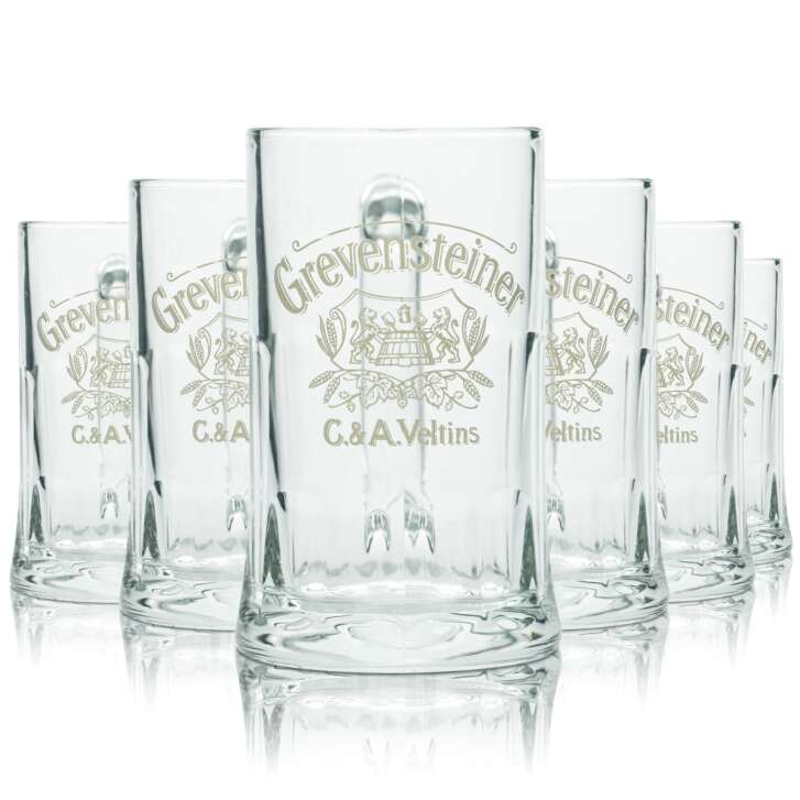 6x Grevensteiner Glas 0,2l Kontur Bier Krug Gläser Veltins Brauerei Gastro Eiche