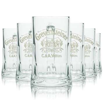 6x Grevensteiner Glas 0,2l Kontur Bier Krug Gläser...