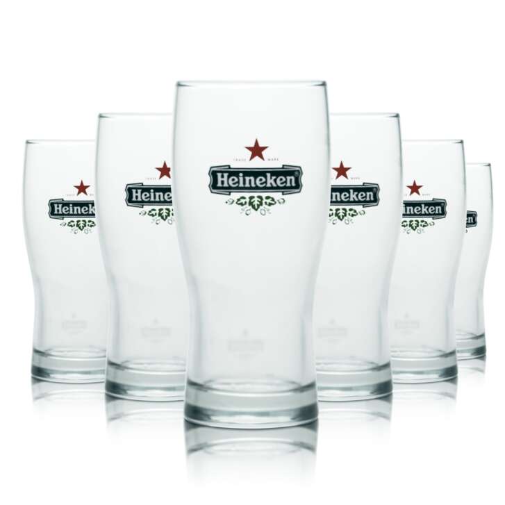 6x Heineken Glas 0,25l Bier Becher Pokal Gläser Galaxy 25 Brauerei Gastro Eiche