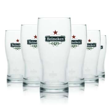 6x Heineken Glas 0,25l Bier Becher Pokal Gläser...