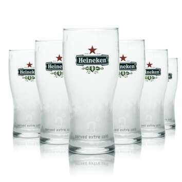 6x Heineken Glas 0,5l Bier Becher Pokal Gläser...