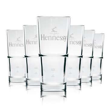 6x Hennessy Whiskey Glas Longdrink klar stapelbar