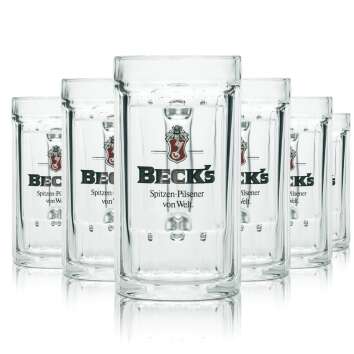 6x Becks Glas 0,4l Bier Krug Kontur Pilsener Gläser...