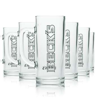 6x Becks Glas 0,4l Bier Krug Gläser Brauerei...