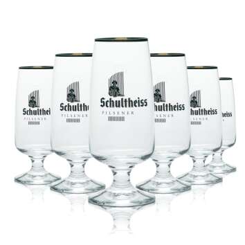 6x Schultheiss Glas 0,4l Bier Pokal Pils Tulpe...