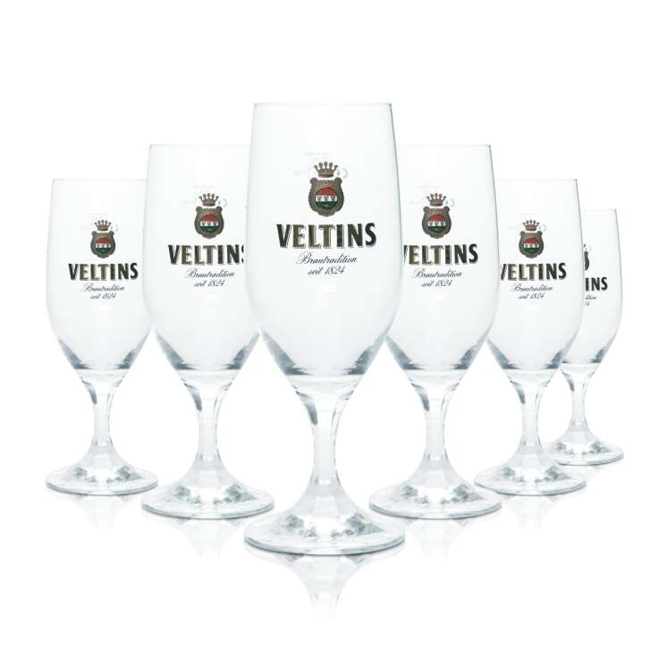 6x Veltins Glas 0,4l Bier Pokal Pilsener Tulpe Gläser Brauerei Gastro Geeicht V+