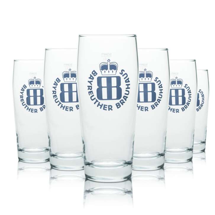 6x Bayreuther Brauhaus Glas 0,5l Bier Becher Stange Gläser Brauerei Gastro