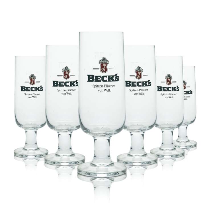6x Becks Glas 0,4l Bier Pokal Pilsener Tulpe Gläser Brauerei Geeicht Gastro Gold