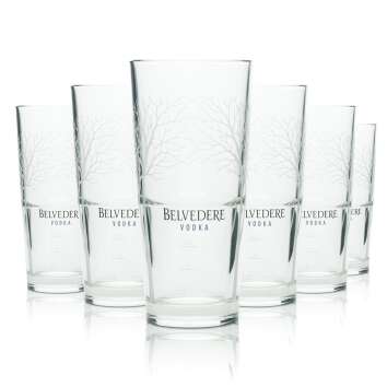 6x Belvedere Vodka Glas Longdrink Bäume Logo...