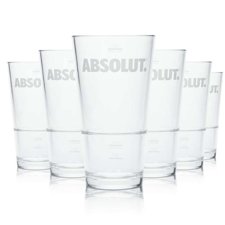 6x Absolut Becher Glas 0,3l Kunststoff Hartplastik Mehrweg Gläser Geeicht Gastro
