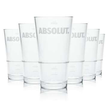 6x Absolut Becher Glas 0,3l Kunststoff Hartplastik...