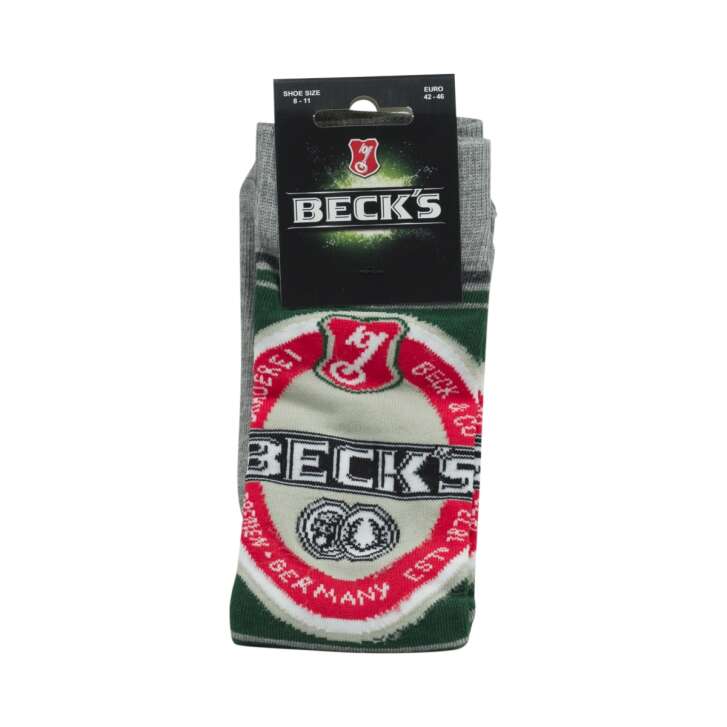 3x Becks Bier Socken Größe 42-46 Strümpfe Retro Party Freizeit grau Muster Logo