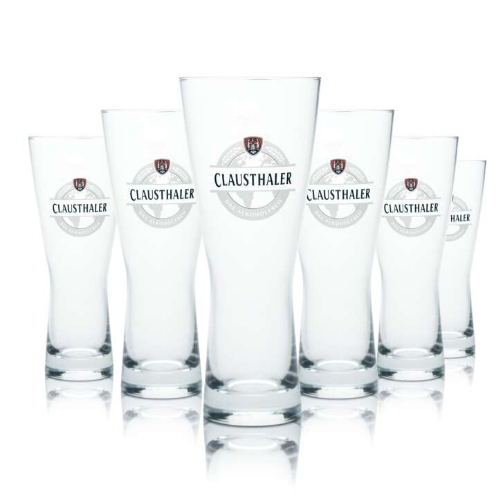6x Clausthaler Glas 0,3l Pokal Becher Bier Gläser V-Form Alkoholfrei Gastro Bar