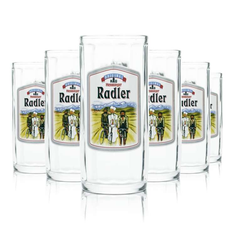 6x Henninger Glas 0,3l Radler Bier Krug Humpen Seidel Gläser Kaiser Pils Export