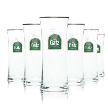 6x Gatz Glas 0,2l Bier Stange Becher Gläser Goldrand...