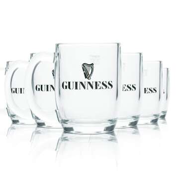 6x Guinness Glas 0,2l Bier Draught Stout Krug Henkel...