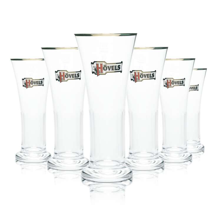 6x Hövels Glas 0,3l Bier Pokal Goldrand Viktoria-Becher Gläser Dortmund Brauerei