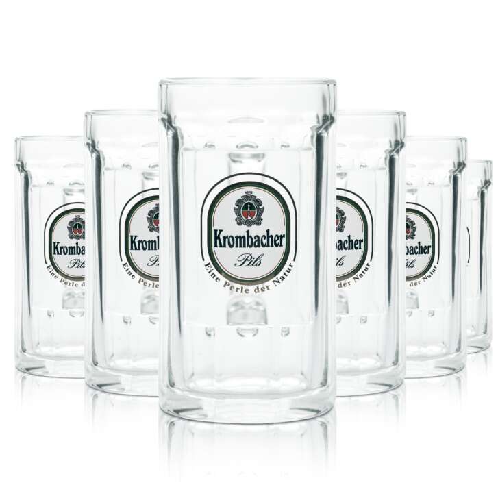 6x Krombacher Glas 0,4l Kontur Bier Krug Humpen Seidel Gläser Pils Brauerei