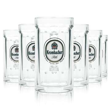 6x Krombacher Glas 0,4l Kontur Bier Krug Humpen Seidel...