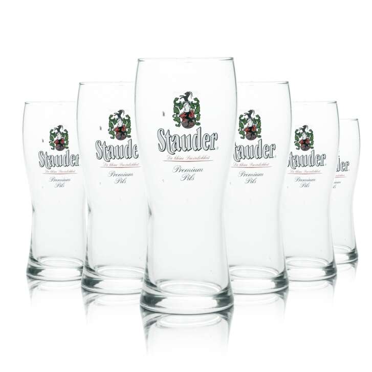 6x Stauder Glas 0,3l Bier Gläser Pokal Stange Becher Premium Pils Brauerei Bar